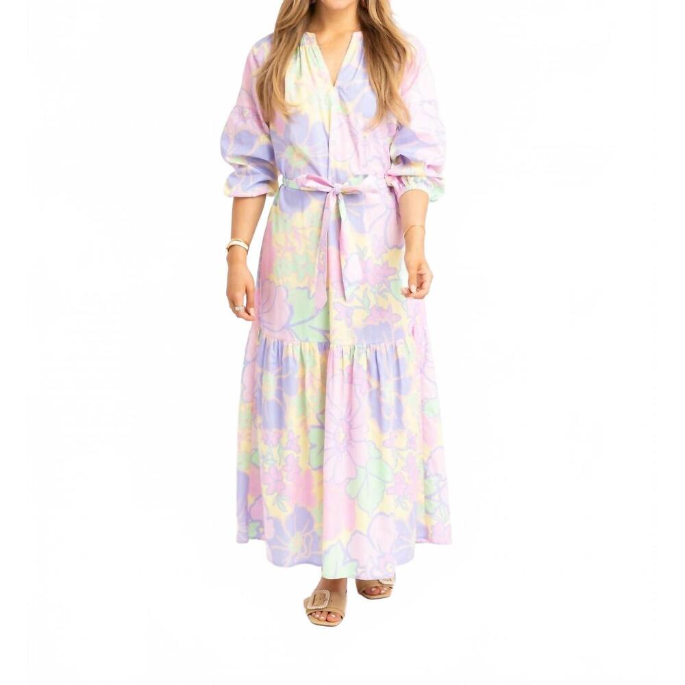 NEW KARLIE floral v-neck maxi dress in pastel - Picture 1 of 3